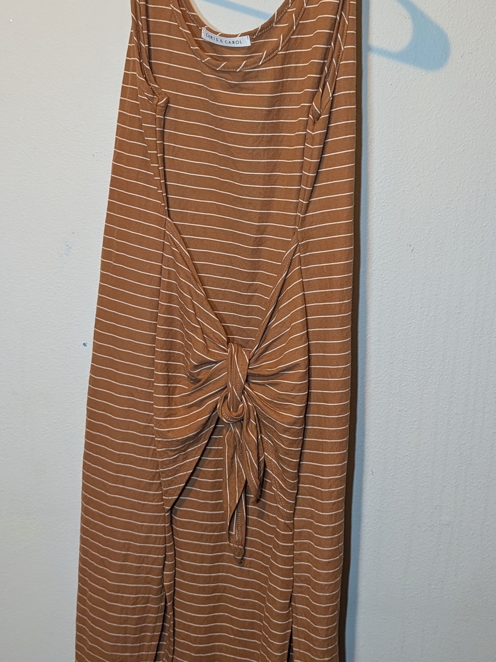 Chris & Carol Rust-Striped Knot Front Maxi Skirt